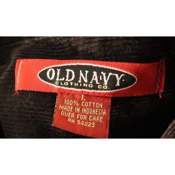 Vintage 90s Old Navy Black Corduroy Shacket Shirt Jacket Button Cotton Men Large - Picture 6 of 7